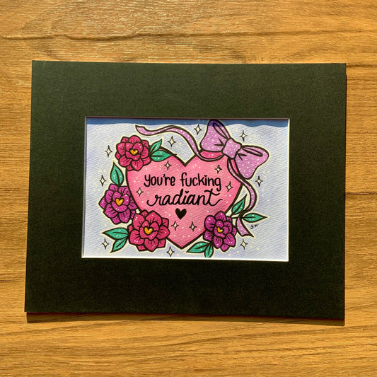 Original 5x7 Painting with Black Matte Frame - Radiant Heart