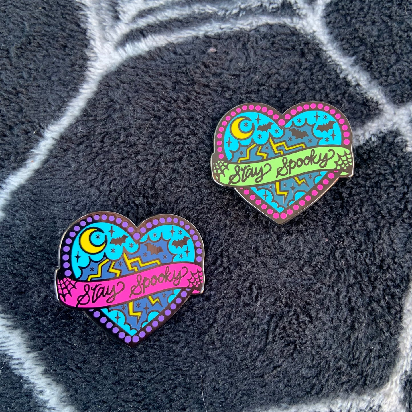 Stay Spooky Green Banner Enamel Pin