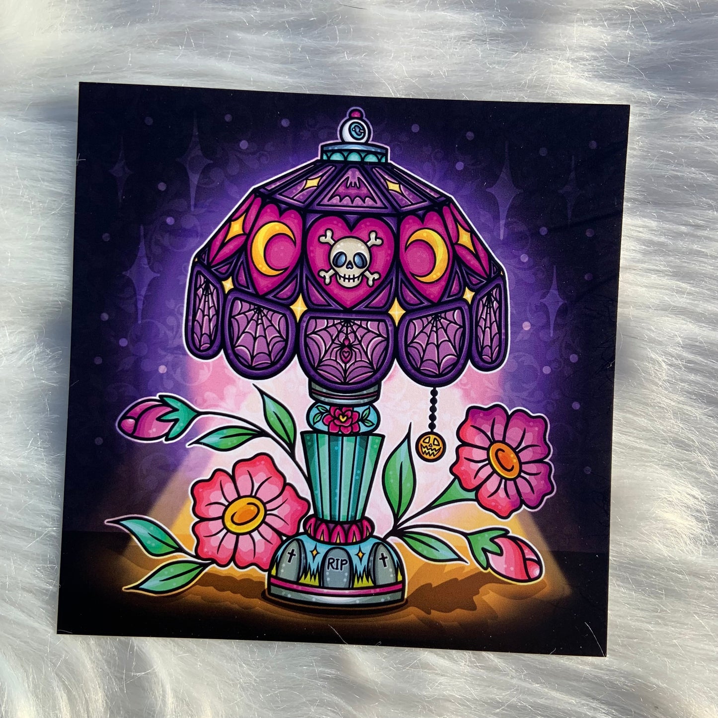 Spooky Tiffany Lamp 6x6 Print