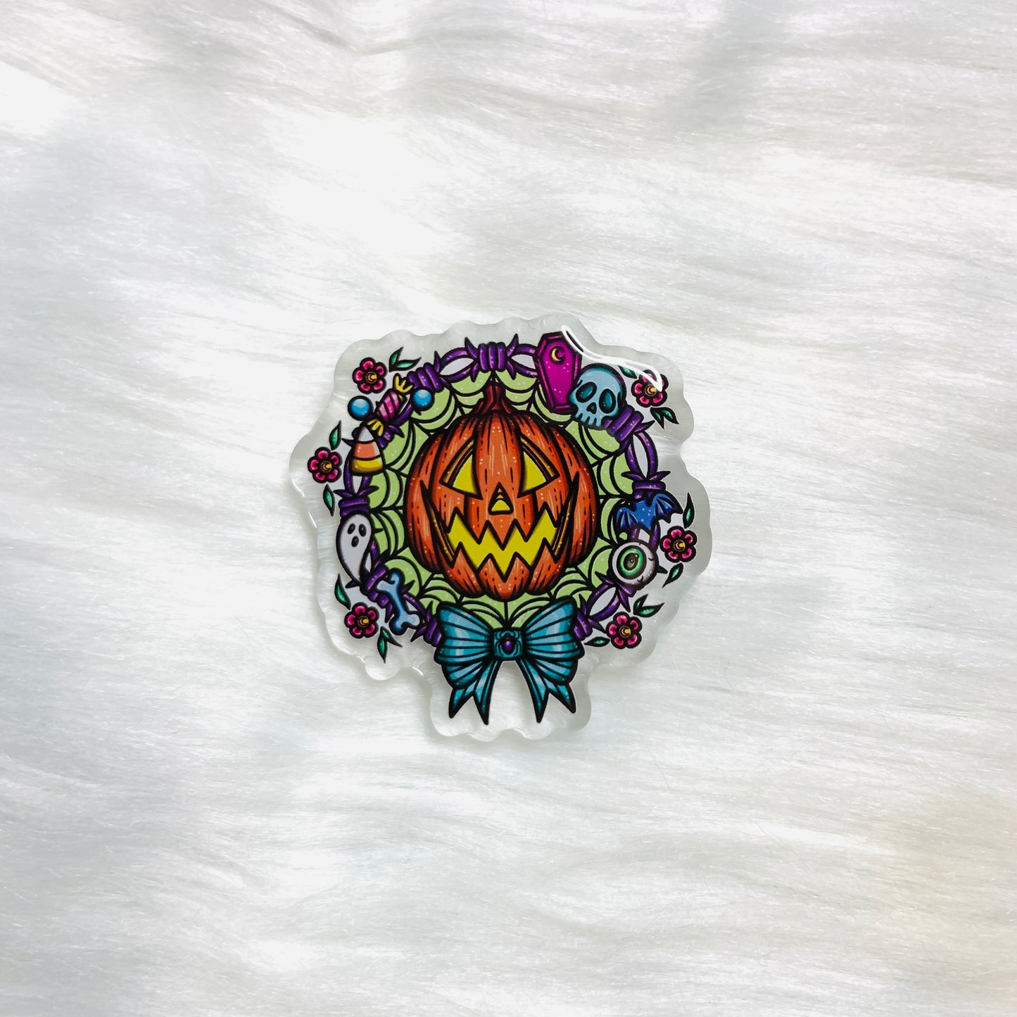 Halloween Wreath Acrylic Pin