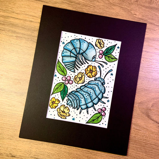 Original 5x7 Painting with Black Matte Frame - Isopods