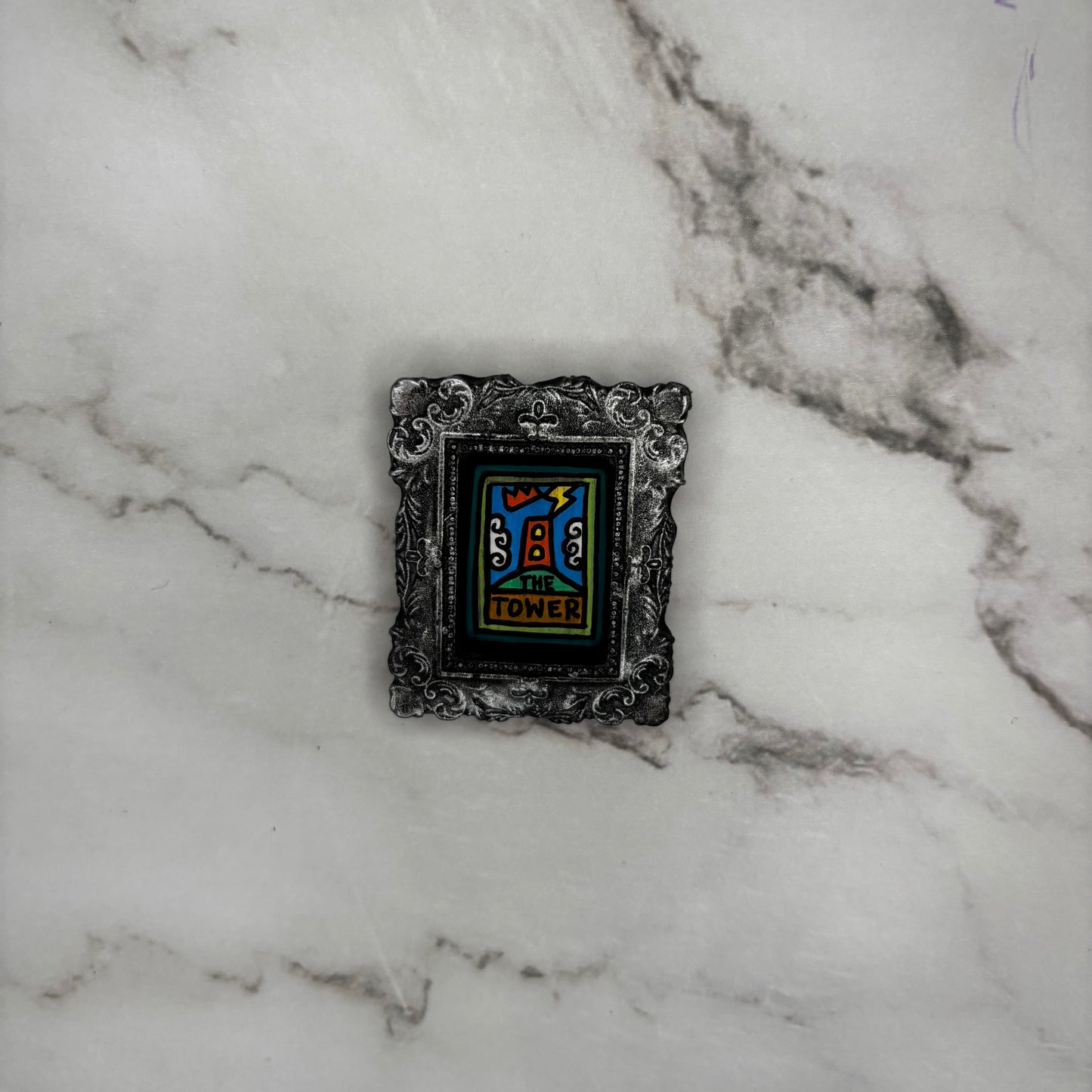 Original Super Mini Rectangle Framed Painting - The Tower