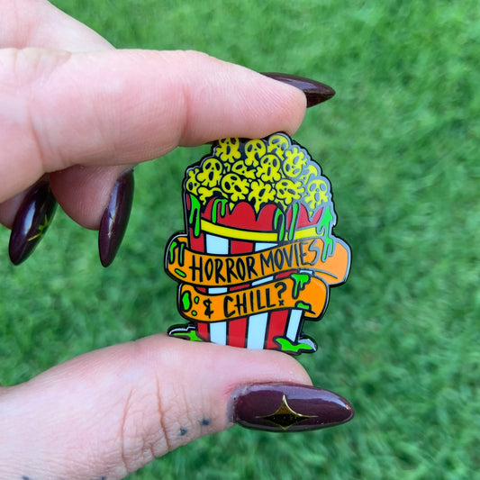 Red Horror Creepycorn Enamel Pin