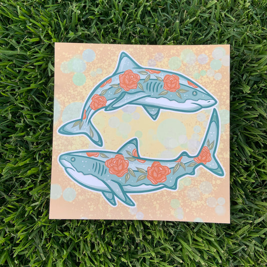 Pastel Shark 8x8 Print