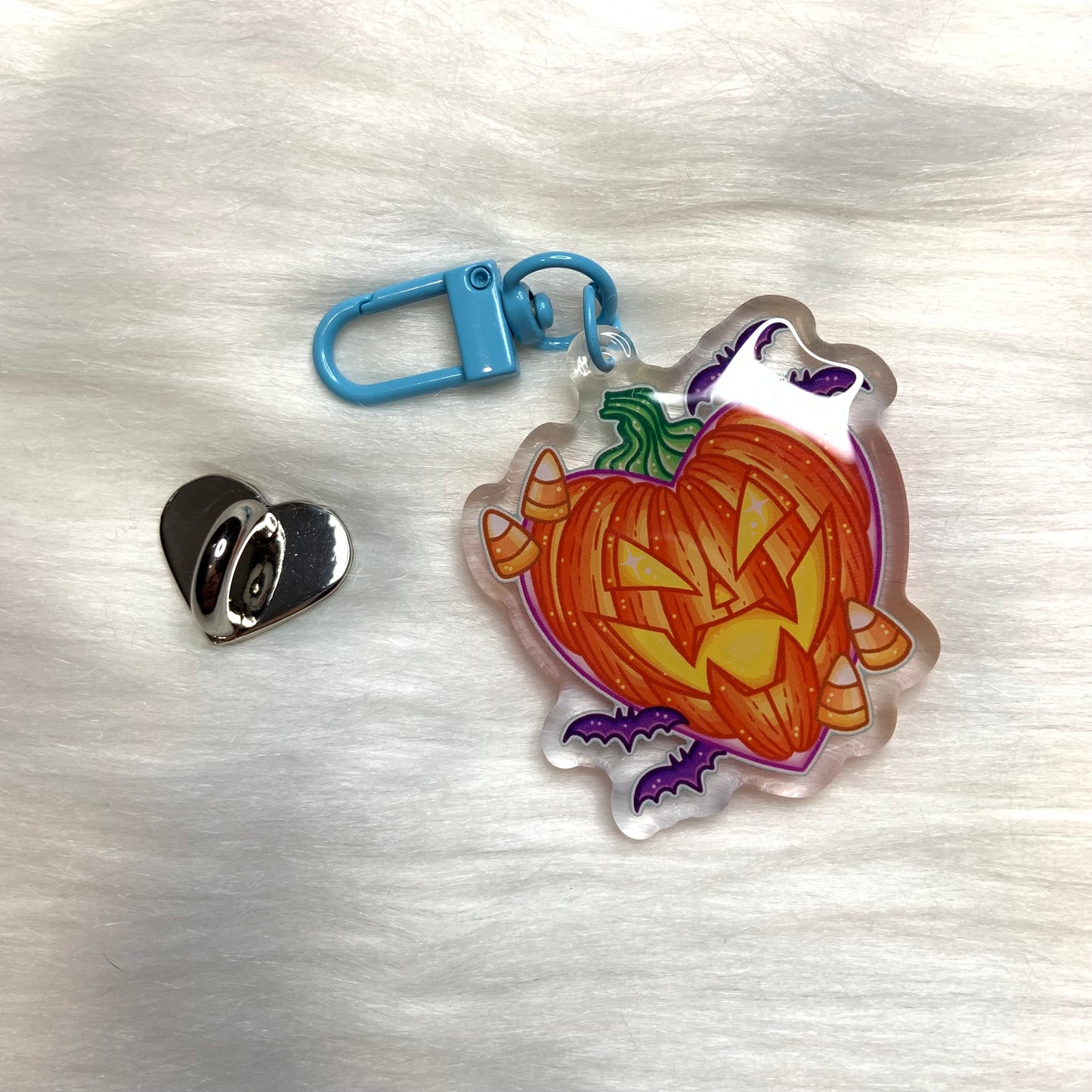 Pumpkin Heart Keychain / Cell Phone Charm