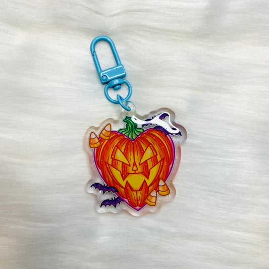 Pumpkin Heart Keychain / Cell Phone Charm