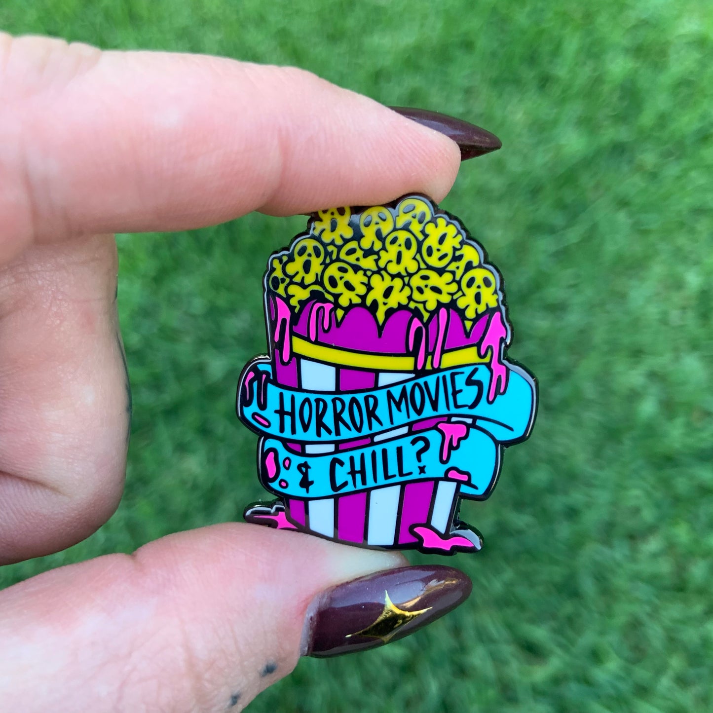 Purple Horror Creepycorn Enamel Pin