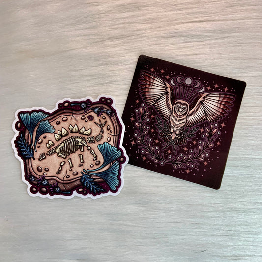 Dinosaur & Owl Sticker Set