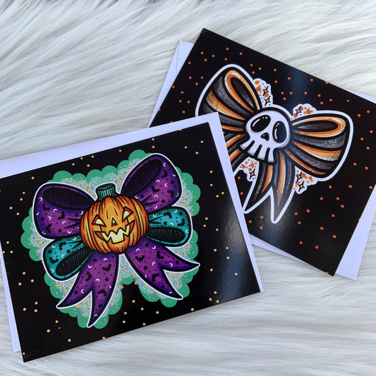 Spooky Bow Print / Flat Notecards