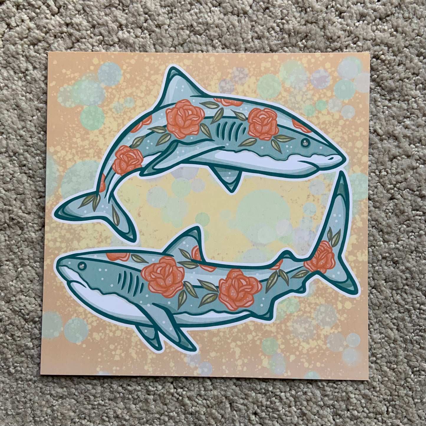 Pastel Shark 8x8 Print